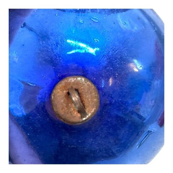 Vintage Poland Mercury Glass Christmas Ornament Hand Blown Cobalt Blue Retro - Picture 3 of 4